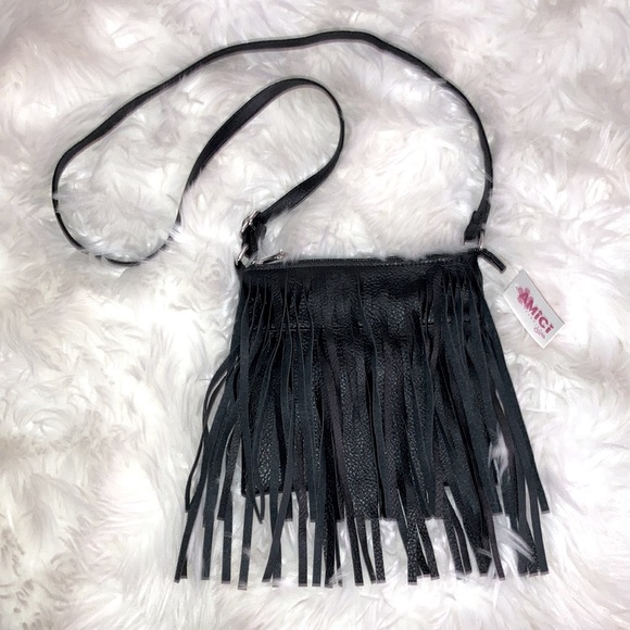 AMICI Black Fringe Shoulder Bag Purse for Girls - Picture 1 of 7